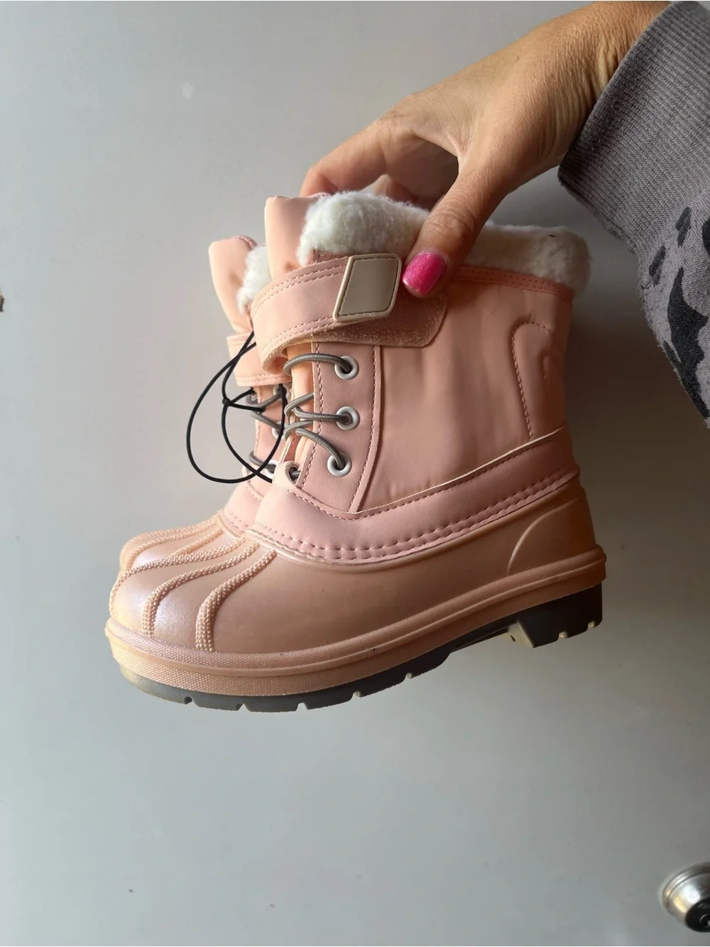 Cat & Jack Pink Kids Rain & Snow Boots with Faux Fur Cuff